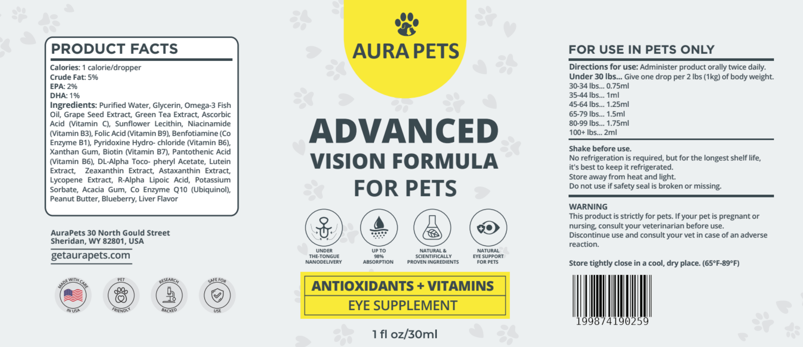AuraPets Sublingual Nano-Drops